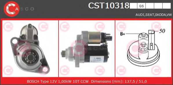 CASCO CST10318GS Стартер для SEAT ALTEA (Сеат Алтэа) CASCO CST10318GS Стартер для SEAT ALTEA (Сеат Алтэа)