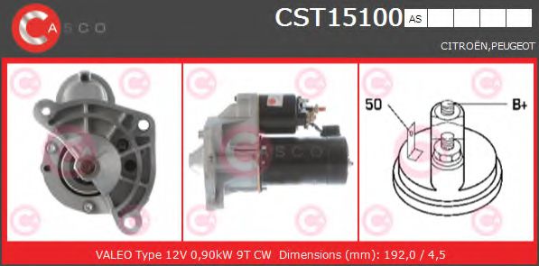 CASCO CST15100AS Стартер для PEUGEOT 207 (Пежо 207) CASCO CST15100AS Стартер для PEUGEOT 207 (Пежо 207)