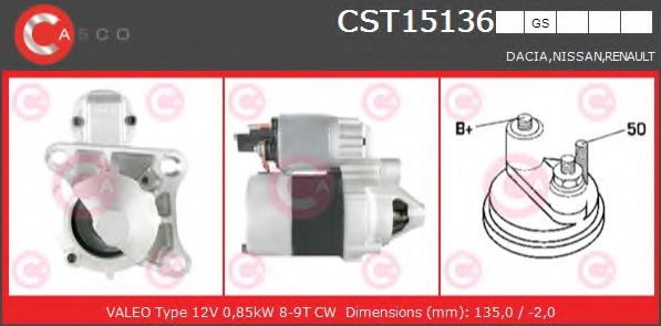 CASCO CST15136GS Стартер для DACIA SANDERO (Дача Сандэро) CASCO CST15136GS Стартер для DACIA SANDERO (Дача Сандэро)
