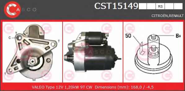 CASCO CST15149RS Стартер для RENAULT FUEGO (Рено Фуэго) CASCO CST15149RS Стартер для RENAULT FUEGO (Рено Фуэго)