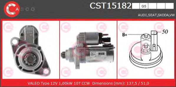 CASCO CST15182GS Стартер для SEAT ALTEA (Сеат Алтэа) CASCO CST15182GS Стартер для SEAT ALTEA (Сеат Алтэа)