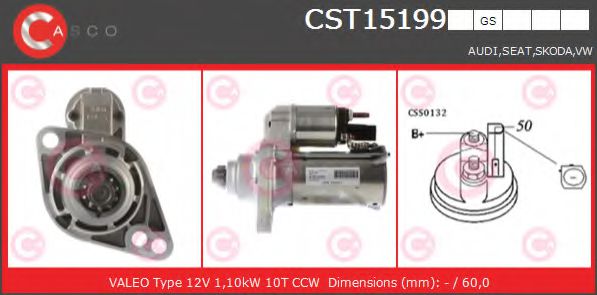 CASCO CST15199GS Стартер механическая коробка передач для SEAT ALTEA (Сеат Алтэа) CASCO CST15199GS Стартер механическая коробка передач для SEAT ALTEA (Сеат Алтэа)