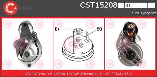CASCO CST15208GS Стартер 07 1990 для AUDI 90 (Ауди 90) CASCO CST15208GS Стартер 07 1990 для AUDI 90 (Ауди 90)