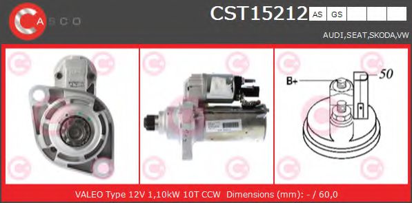 CASCO CST15212AS Стартер с электроникой для VOLKSWAGEN VENTO V (Фольксваген Венто 5) CASCO CST15212AS Стартер с электроникой для VOLKSWAGEN VENTO V (Фольксваген Венто 5)