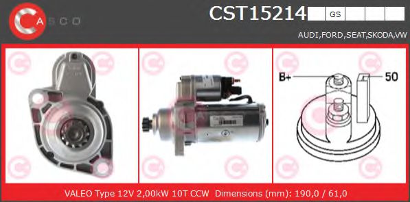 CASCO CST15214GS Стартер для VOLKSWAGEN SHARAN (Фольксваген Шаран) CASCO CST15214GS Стартер для VOLKSWAGEN SHARAN (Фольксваген Шаран)
