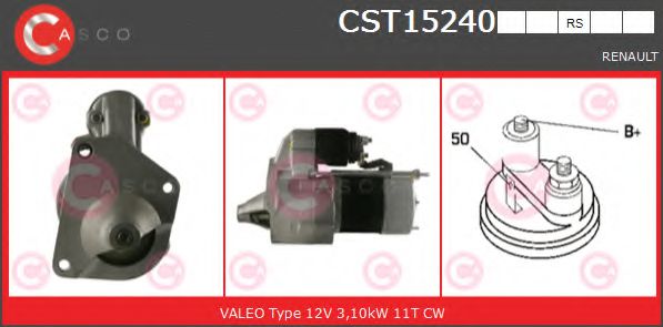 CASCO CST15240RS Стартер для RENAULT CLIO I (Рено Cлио и) CASCO CST15240RS Стартер для RENAULT CLIO I (Рено Cлио и)