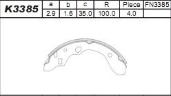 ASIMCO K3385 Тормозные колодоки для MAZDA (Мазда) ASIMCO K3385 Тормозные колодоки для MAZDA (Мазда)