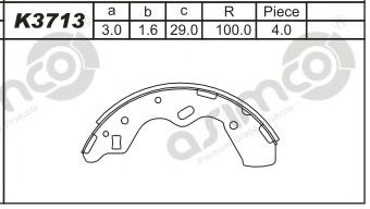 ASIMCO K3713 Тормозные колодоки для MAZDA (Мазда) ASIMCO K3713 Тормозные колодоки для MAZDA (Мазда)
