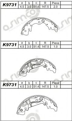 ASIMCO K9731 Тормозные колодоки для HYUNDAI H-1 / GRAND STAREX (Хендай Н1 / гранд старэx) ASIMCO K9731 Тормозные колодоки для HYUNDAI H-1 / GRAND STAREX (Хендай Н1 / гранд старэx)