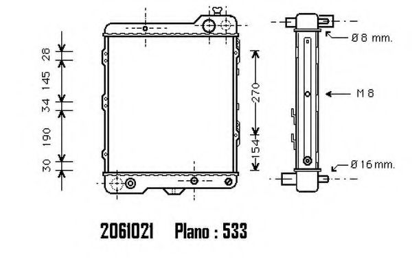 ORDONEZ 2061021 Радиатор, охлаждение двигателя 