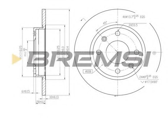 BREMSI DBA059S Тормозной диск для PEUGEOT 205 II (Пежо 205 2) BREMSI DBA059S Тормозной диск для PEUGEOT 205 II (Пежо 205 2)