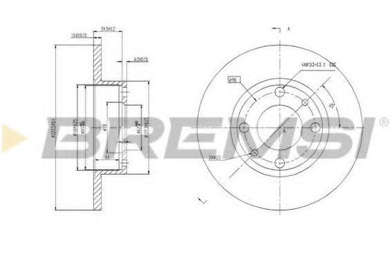 BREMSI DBA083S Тормозной диск для FIAT 500 C (Фиат 500 c) BREMSI DBA083S Тормозной диск для FIAT 500 C (Фиат 500 c)