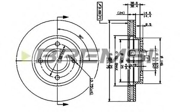 BREMSI DBA364V Тормозной диск для FORD MONDEO (GBP), MONDEO I (GBP) 1.8 i 16V BREMSI DBA364V Тормозной диск для FORD MONDEO (GBP), MONDEO I (GBP) 1.8 i 16V