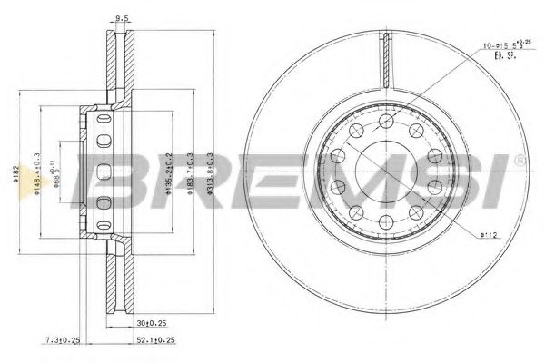 BREMSI DBA954V Тормозной диск для AUDI A6 (Ауди А6) BREMSI DBA954V Тормозной диск для AUDI A6 (Ауди А6)
