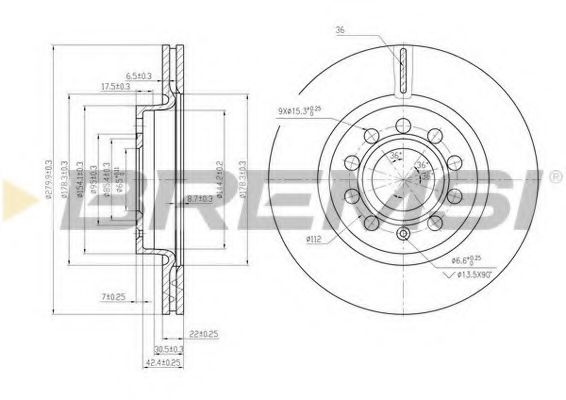 BREMSI DBB223V Тормозной диск для SEAT (Сеат) BREMSI DBB223V Тормозной диск для SEAT (Сеат)