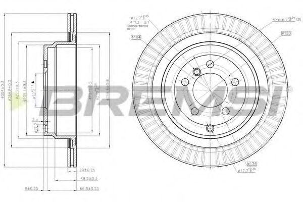 BREMSI DBB437V Тормозной диск для LAND-ROVER (Ланд-ровер) BREMSI DBB437V Тормозной диск для LAND-ROVER (Ланд-ровер)