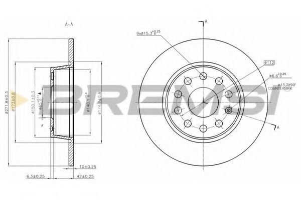 BREMSI DBB895S Тормозной диск для SEAT (Сеат) BREMSI DBB895S Тормозной диск для SEAT (Сеат)