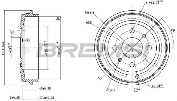BREMSI DR5043 Тормозной барабан для FIAT 500 C (Фиат 500 c) BREMSI DR5043 Тормозной барабан для FIAT 500 C (Фиат 500 c)