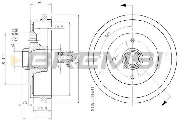 BREMSI DR5244 Тормозной барабан для VOLKSWAGEN GOLF IV (Фольксваген Гольф 4) BREMSI DR5244 Тормозной барабан для VOLKSWAGEN GOLF IV (Фольксваген Гольф 4)