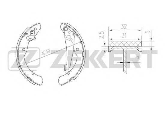 ZEKKERT BK-4380 Тормозные колодоки для VOLKSWAGEN NOVO FUSCA (Фольксваген Ноvо фусcа) ZEKKERT BK-4380 Тормозные колодоки для VOLKSWAGEN NOVO FUSCA (Фольксваген Ноvо фусcа)