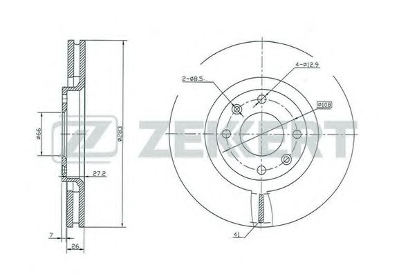 ZEKKERT BS-5024 Тормозной диск для PEUGEOT 307 (Пежо 307) ZEKKERT BS-5024 Тормозной диск для PEUGEOT 307 (Пежо 307)