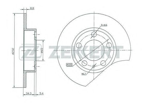 ZEKKERT BS-5032 Тормозной диск для SEAT (Сеат) ZEKKERT BS-5032 Тормозной диск для SEAT (Сеат)