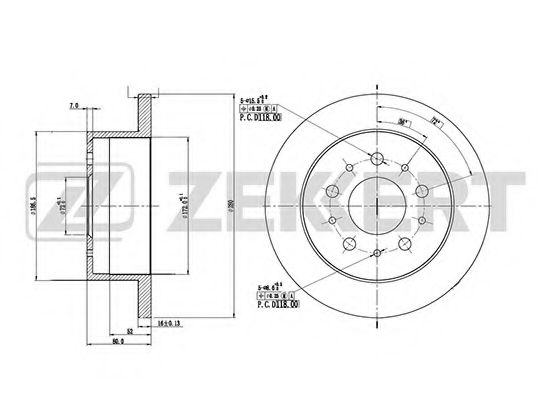 ZEKKERT BS-5109 Тормозной диск для FIAT (Фиат) ZEKKERT BS-5109 Тормозной диск для FIAT (Фиат)