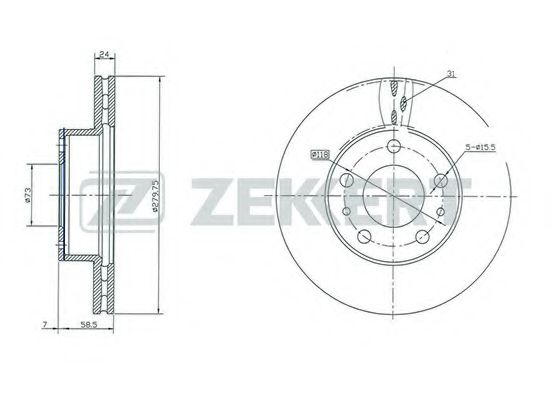 ZEKKERT BS-5152 Тормозной диск для FIAT (Фиат) ZEKKERT BS-5152 Тормозной диск для FIAT (Фиат)