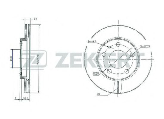 ZEKKERT BS-5153 Тормозной диск для FIAT (Фиат) ZEKKERT BS-5153 Тормозной диск для FIAT (Фиат)