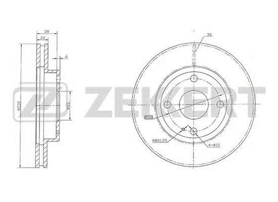 ZEKKERT BS-5306 Тормозной диск для MAZDA 323 PROTEG VI (Мазда 323 протеже 6) ZEKKERT BS-5306 Тормозной диск для MAZDA 323 PROTEG VI (Мазда 323 протеже 6)