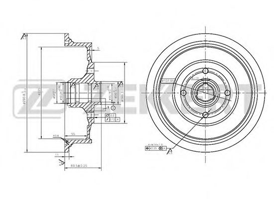 ZEKKERT BS-5452 Тормозной барабан для AUDI 5000 (Ауди 5000)