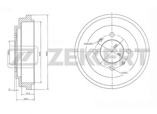 ZEKKERT BS-5547 Тормозной барабан для NISSAN NX/NXR (Ниссан Нx/нxр) ZEKKERT BS-5547 Тормозной барабан для NISSAN NX/NXR (Ниссан Нx/нxр)