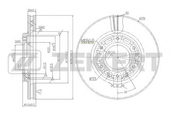 ZEKKERT BS-5607 Тормозной диск для TOYOTA (Тойота/тоета)