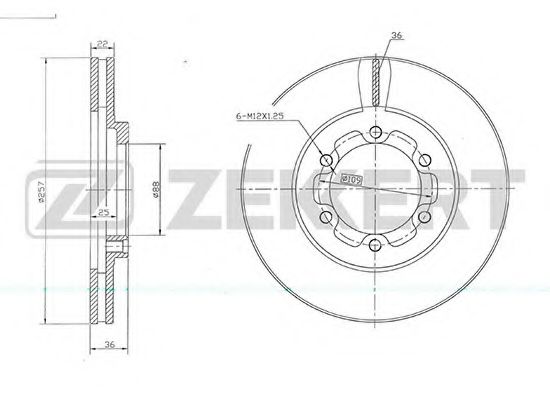 ZEKKERT BS-5734 Тормозной диск для ISUZU ELF (Исузу Элф) ZEKKERT BS-5734 Тормозной диск для ISUZU ELF (Исузу Элф)