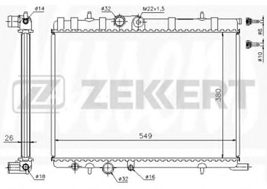 ZEKKERT MK-1087 Радиатор, охлаждение двигателя 