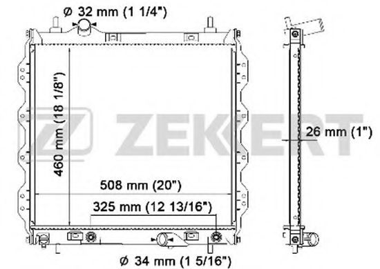 ZEKKERT MK-1143 Радиатор, охлаждение двигателя 