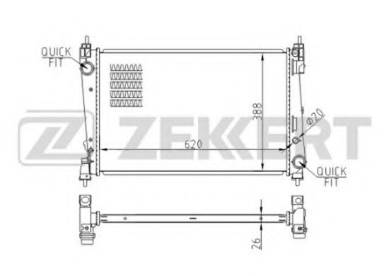 ZEKKERT MK-1196 Радиатор, охлаждение двигателя 