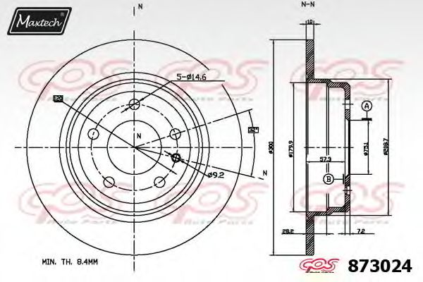 MAXTECH 873024.0000 Тормозной диск для BMW 5 (Бмв 5) MAXTECH 873024.0000 Тормозной диск для BMW 5 (Бмв 5)