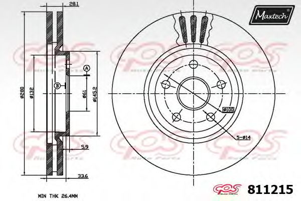 MAXTECH 811215.0000 Тормозной диск для CHRYSLER PT CRUISER (Крайслер Пт cруисэр) MAXTECH 811215.0000 Тормозной диск для CHRYSLER PT CRUISER (Крайслер Пт cруисэр)