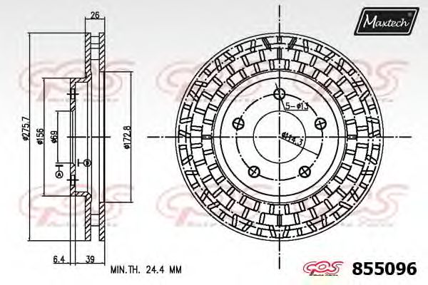 MAXTECH 855096.0000 Тормозной диск для MITSUBISHI LANCER (Митсубиши/митсубиси Ланcэр) MAXTECH 855096.0000 Тормозной диск для MITSUBISHI LANCER (Митсубиши/митсубиси Ланcэр)