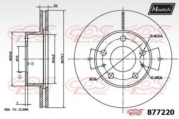 MAXTECH 877220.6980 Тормозной диск для FIAT (Фиат) MAXTECH 877220.6980 Тормозной диск для FIAT (Фиат)