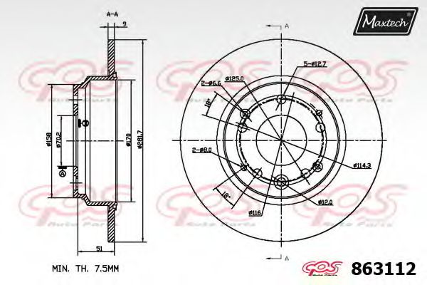 MAXTECH 863112.0000 Тормозной диск для HONDA (Хонда) MAXTECH 863112.0000 Тормозной диск для HONDA (Хонда)