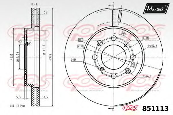 MAXTECH 851113.0000 Тормозной диск 
