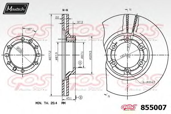 MAXTECH 855007.0000 Тормозной диск для MITSUBISHI COLT/RODEO (Митсубиши/митсубиси Cолт/родэо) MAXTECH 855007.0000 Тормозной диск для MITSUBISHI COLT/RODEO (Митсубиши/митсубиси Cолт/родэо)