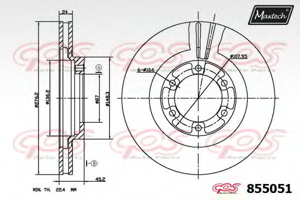 MAXTECH 855051.0000 Тормозной диск для MITSUBISHI COLT/RODEO (Митсубиши/митсубиси Cолт/родэо) MAXTECH 855051.0000 Тормозной диск для MITSUBISHI COLT/RODEO (Митсубиши/митсубиси Cолт/родэо)