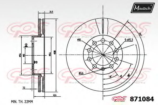 MAXTECH 871084.0000 Тормозной диск для SKODA OCTAVIA (Шкода Октавия) MAXTECH 871084.0000 Тормозной диск для SKODA OCTAVIA (Шкода Октавия)