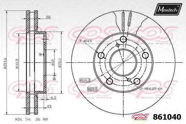 MAXTECH 861040.0000 Тормозной диск для TOYOTA PICNIC (Тойота/тоета Пикник) MAXTECH 861040.0000 Тормозной диск для TOYOTA PICNIC (Тойота/тоета Пикник)