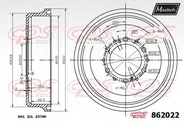 MAXTECH 862022.0000 Тормозной барабан для TOYOTA HIACE II (Тойота/тоета Хиаcэ 2) MAXTECH 862022.0000 Тормозной барабан для TOYOTA HIACE II (Тойота/тоета Хиаcэ 2)
