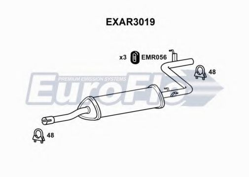 EuroFlo EXAR3019 Средний глушитель выхлопных газов 