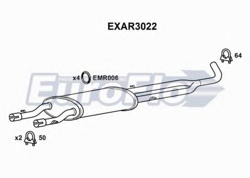 EuroFlo EXAR3022 Средний глушитель выхлопных газов 